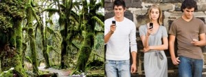 Left: The Hoh Rainforest Right: A stock picture of millenials